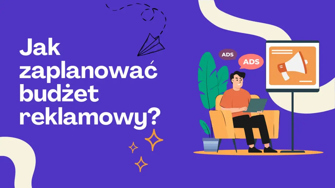 Mężczyzna planuje budżet reklamowy, analizując wady i zalety reklamy internetowej.