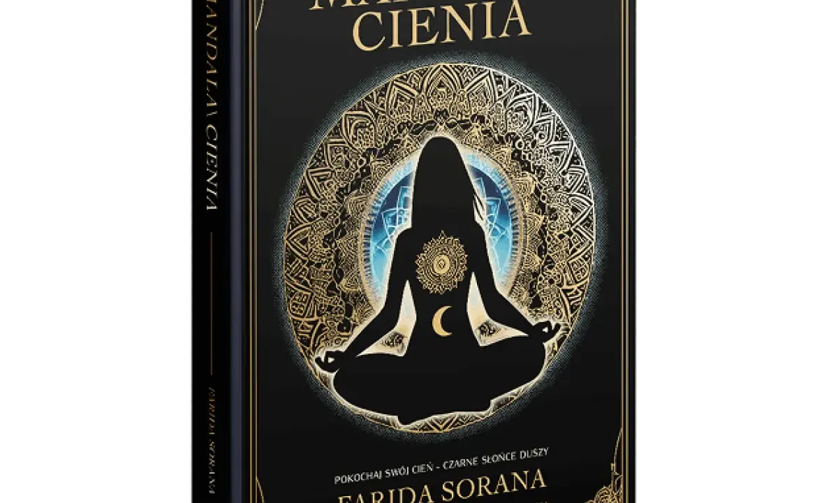 Okładka książki "Mandala Cienia" z sylwetką w medytacji, symbolizująca integrację cienia i światła.