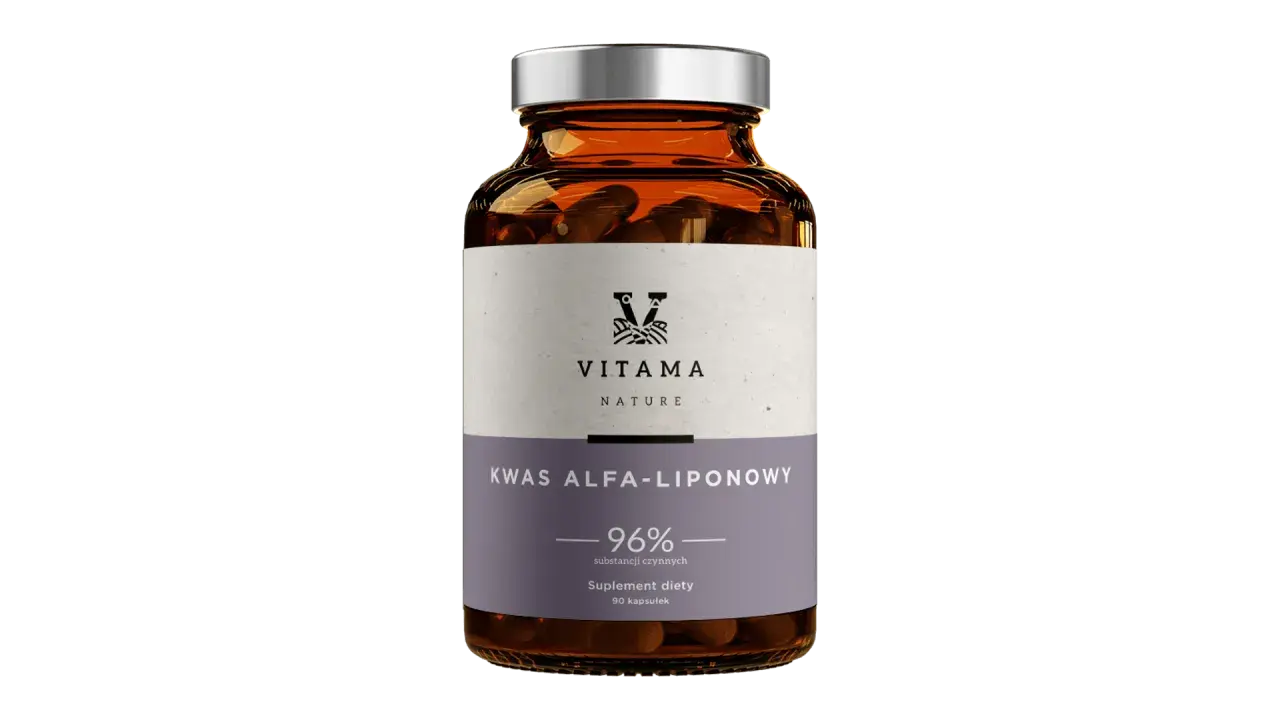 Kwas alfa-liponowy w kapsułkach Vitama Nature. Suplement diety, 90 sztuk. Wsparcie dla tarczycy.