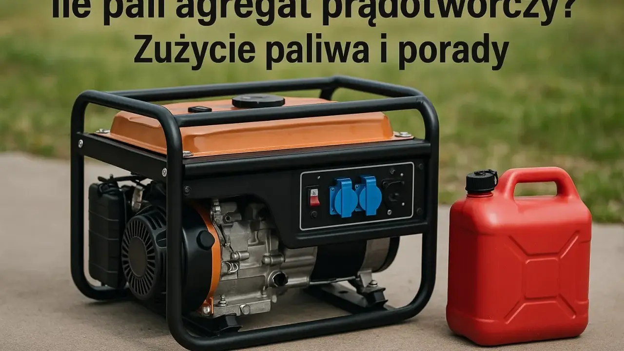 Agregat prądotwórczy 3kW i czerwony kanister. Dowiedz się, ile pali agregat 3kw i jak oszczędzać paliwo.