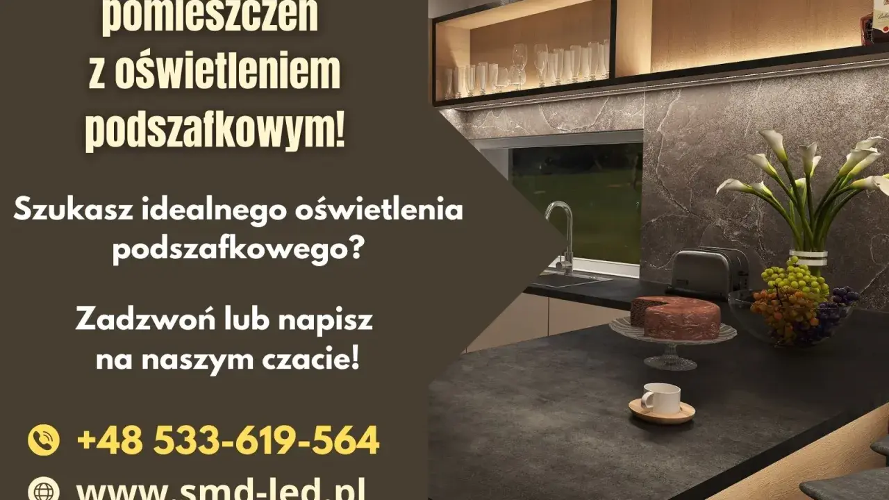 Nowoczesne oświetlenie pod meble kuchenne tworzy przytulną atmosferę. Zapytaj o nie!