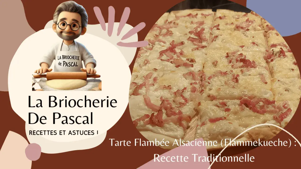 Une délicieuse tarte flambée alsacienne, aussi appelée flammekueche, garnie de lardons et de crème. Pascal de La Briocherie partage sa recette traditionnelle.