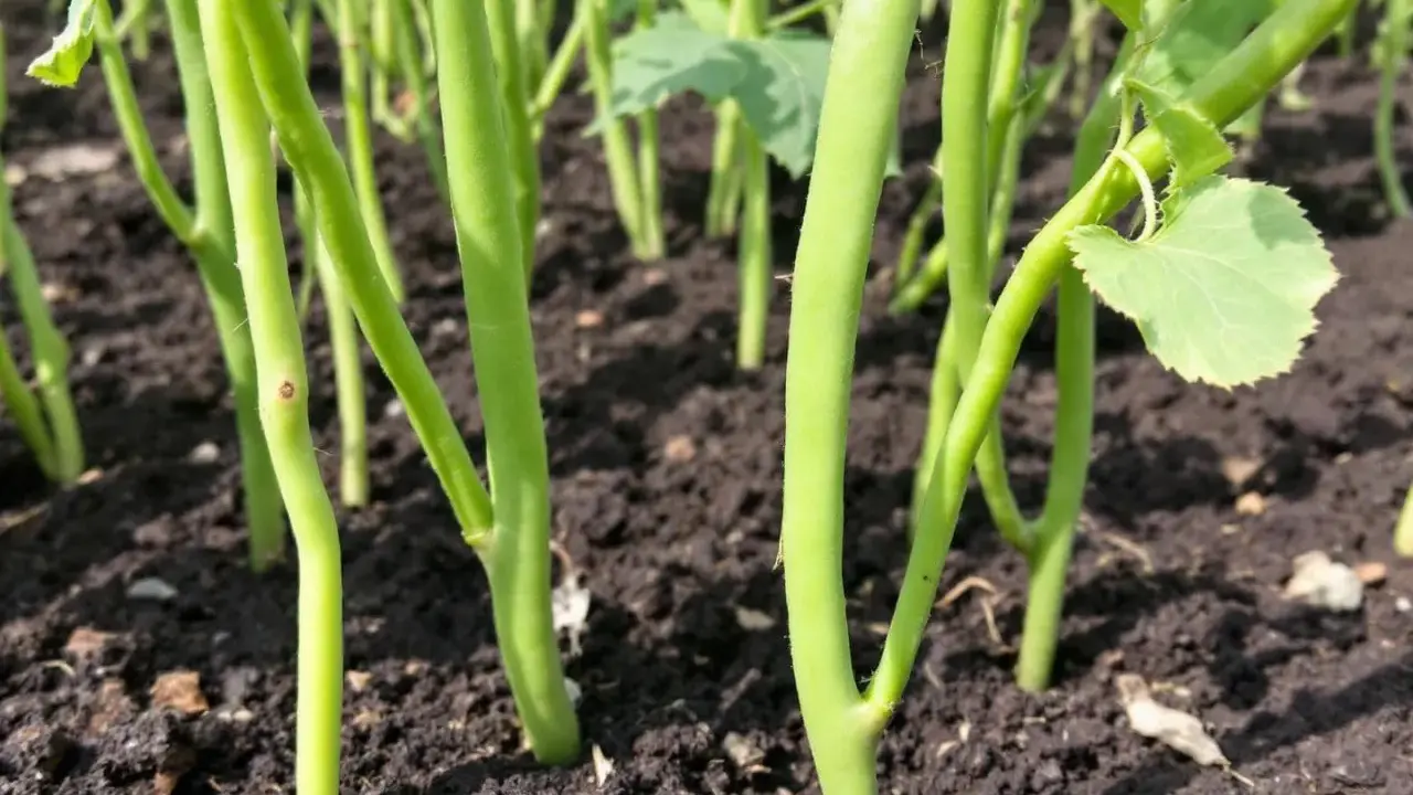 Jeunes pousses de haricots verts dans la terre. Il est encore temps de respecter la date limite semis haricots verts pour une belle récolte.
