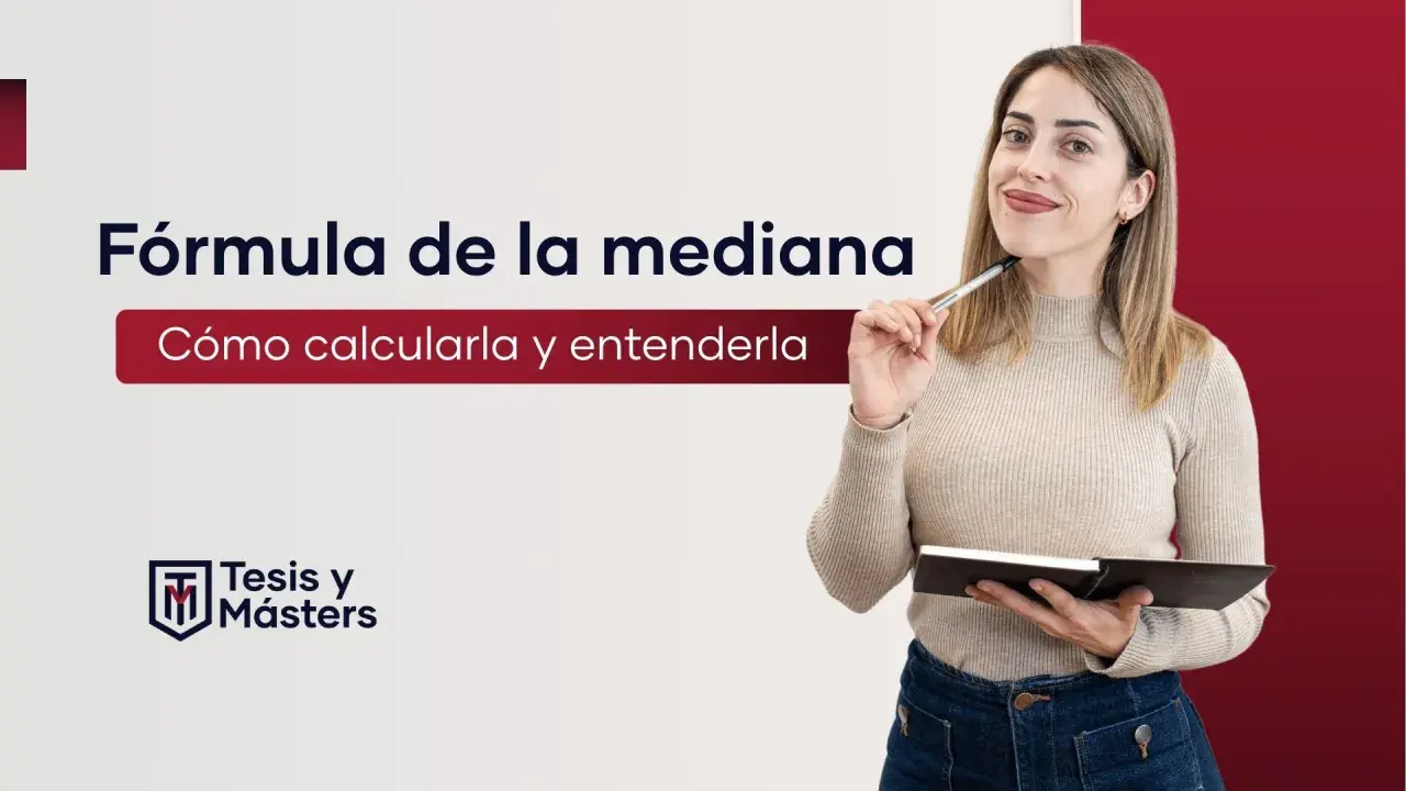 Mujer pensativa con bolígrafo y cuaderno, explicando cómo se calcula la mediana.