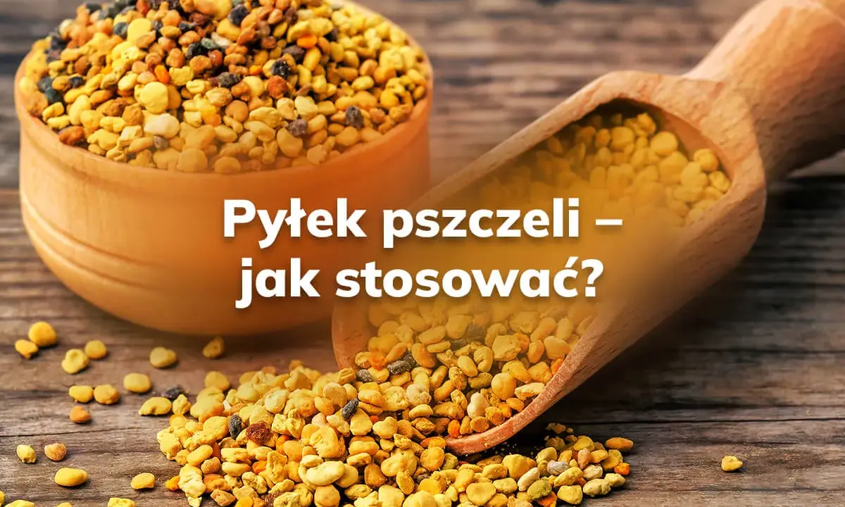 Złocisty pyłek pszczeli, który możesz stosować forever, rozsypany na drewnianym blacie.