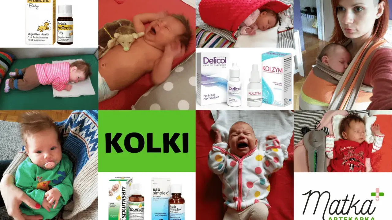 Dzieci cierpiące na kolki u noworodka, obok leki i probiotyki.
