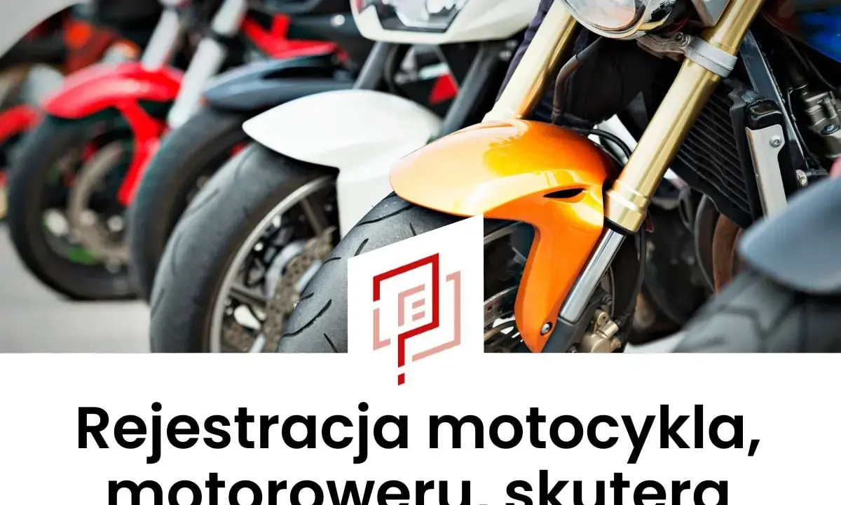 Rząd motocykli, w tym pomarańczowy, biały i czerwony. Pomoc w rejestracji motocykla po terminie.
