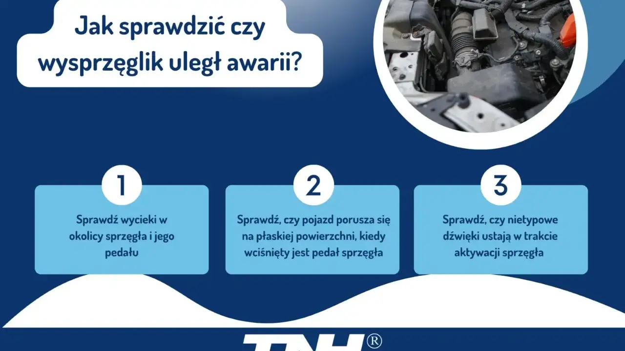 Jak sprawdzić uszkodzony wysprzęglik objawy: wycieki, ruch pojazdu przy wciśniętym sprzęgle, nietypowe dźwięki.