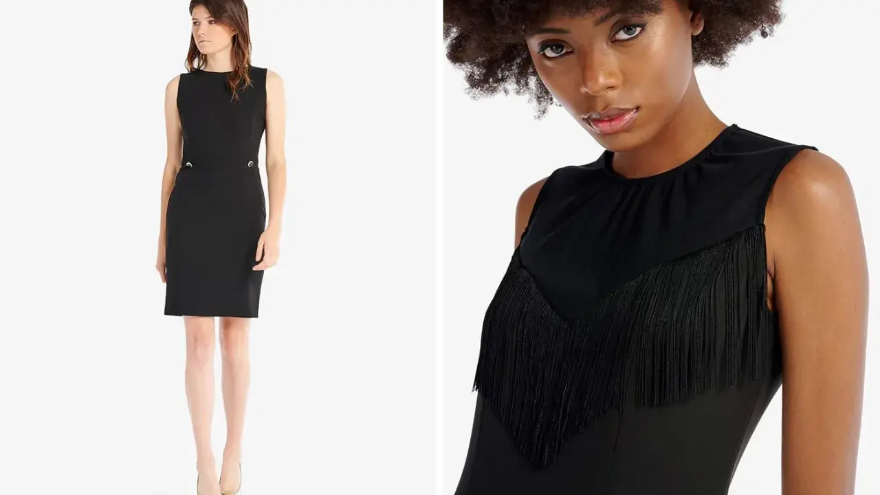 Come abbinare un tubino nero: un modello classico e uno con frange per un look audace.
