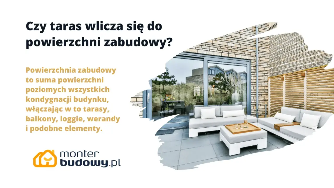 Czy taras wlicza się do powierzchni zabudowy? Na zdjęciu nowoczesny taras z sofami, wyjaśnienie definicji powierzchni zabudowy.