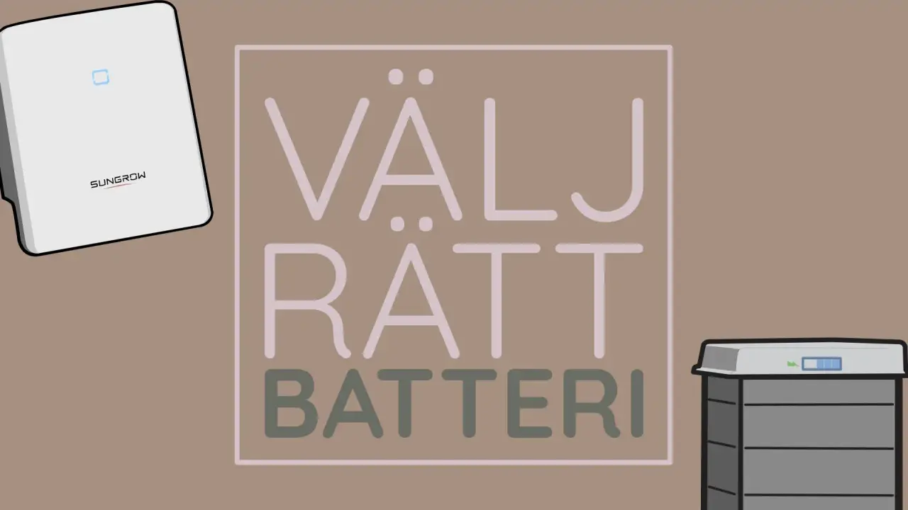 Välj rätt batteri för ditt hem. En Sungrow-enhet och ett batteri visas.