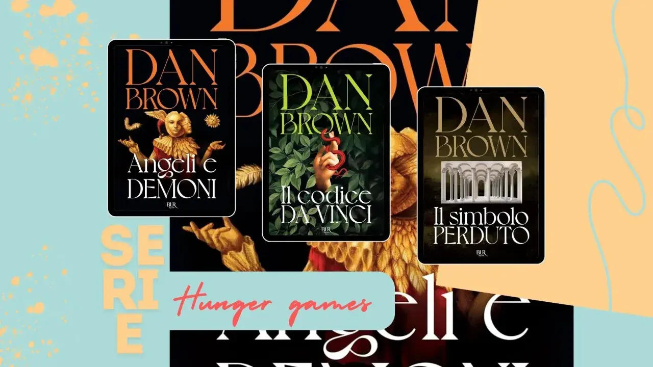 Copertine dei libri "Angeli e Demoni", "Il codice da Vinci" e "Il simbolo perduto" della trilogia di Dan Brown.