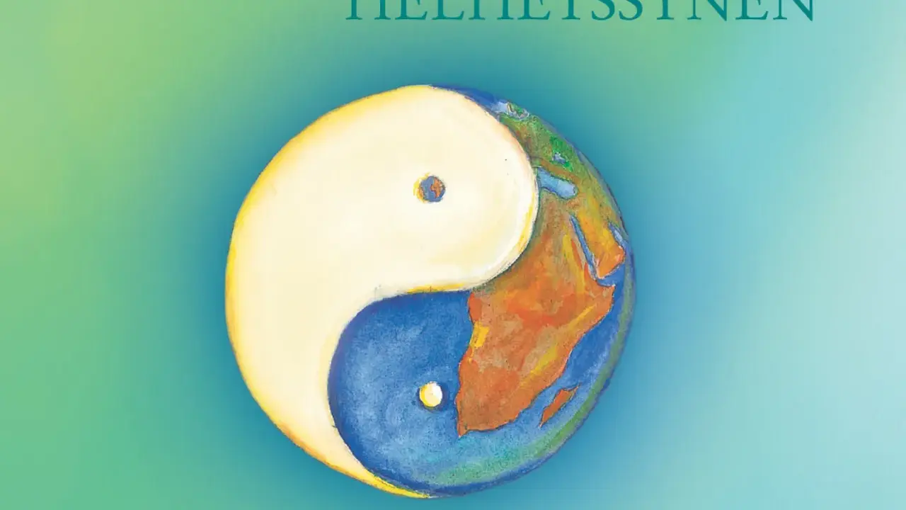 Jordklotet format som en yin yang-symbol, med texten "HELHETSSYNEN" ovanför.