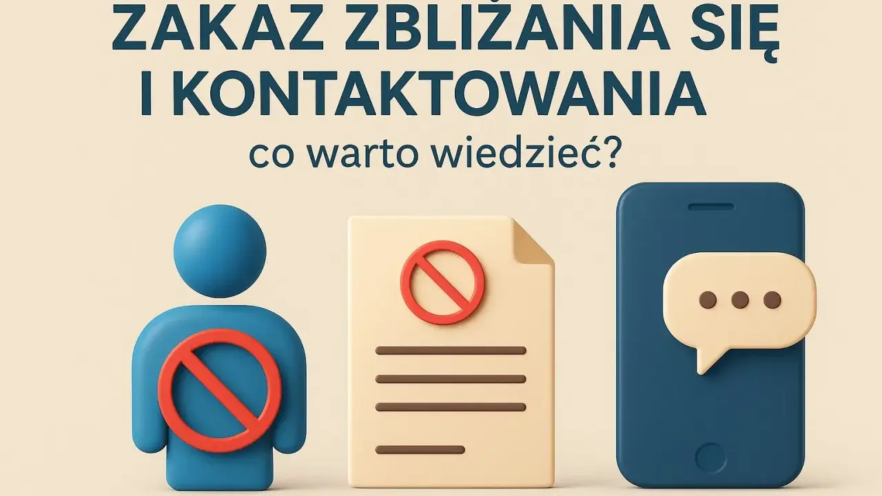 Zakaz zbliżania się i kontaktu. Ikony osoby, dokumentu i telefonu z symbolami zakazu.