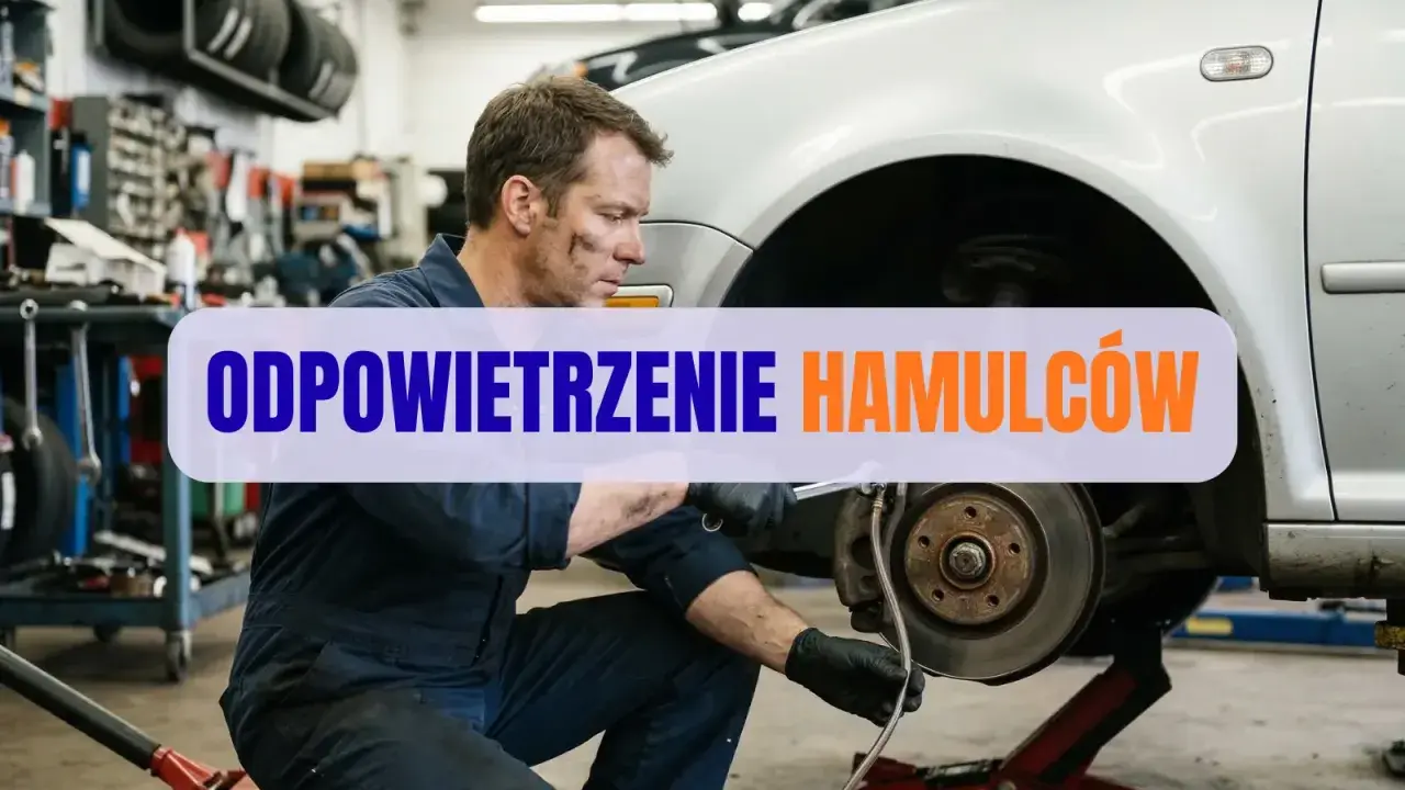 Mechanik odpowietrza hamulce z ABS w warsztacie, dbając o bezpieczeństwo na drodze.