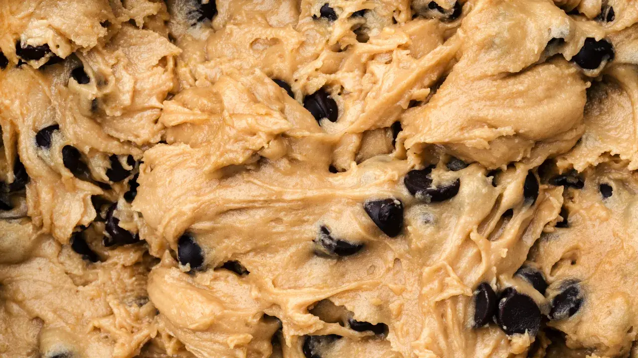Pâte à cookie crue healthy, riche en pépites de chocolat noir. Une texture onctueuse qui promet un délice gourmand et sain.