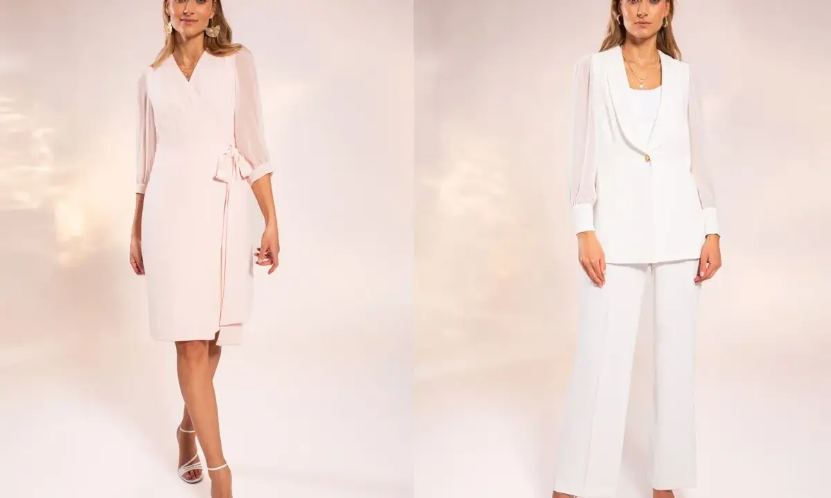 Eleganckie stylizacje na specjalne okazje. Czy na komunie mozna ubrac sie na bialo? Tak, biały garnitur lub jasna sukienka to świetny wybór.