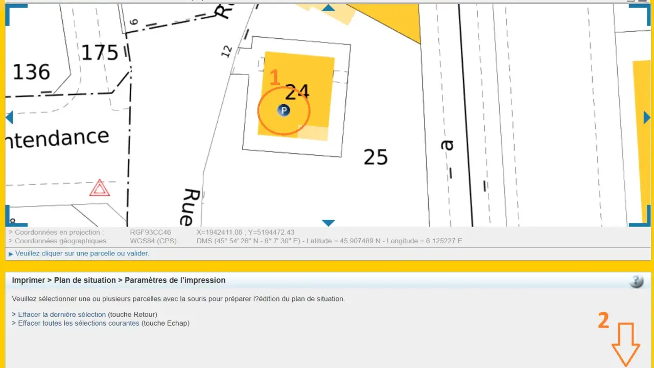 Plan cadastral d'Annecy, une parcelle est sélectionnée pour un projet de **dp mairie photovoltaïque**.