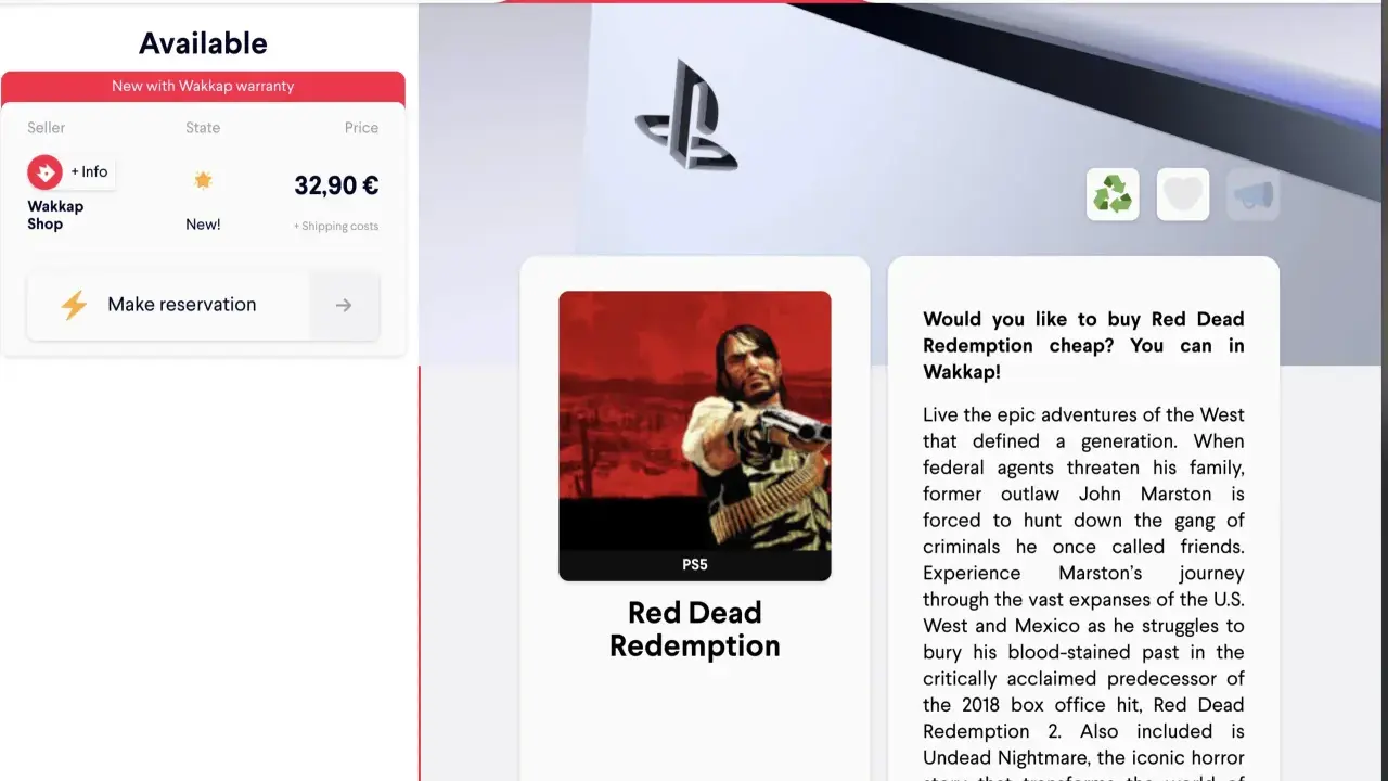 Gra Red Dead Redemption na PS5 dostępna w Wakkap za 32,90€. Przeżyj epicką przygodę na Dzikim Zachodzie.