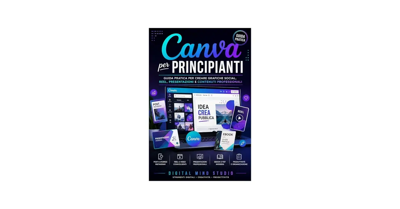 Guida pratica per creare grafiche, reel, presentazioni e contenuti professionali con Canva. Impara come creare un ebook con Canva e molto altro.