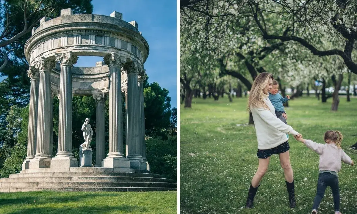 Disfruta de un **free tour Madrid con niños**, explorando monumentos históricos y parques floridos.