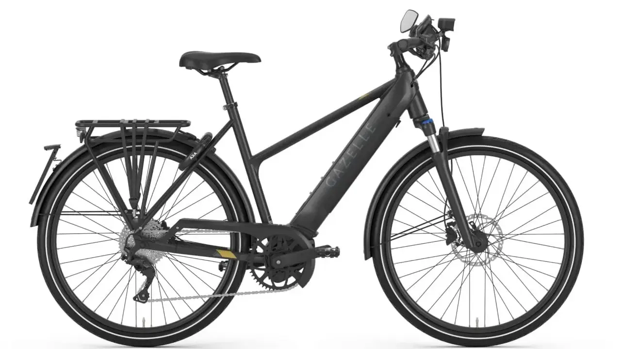 Czarny rower elektryczny Gazelle. Dowiedz się, jak odblokować rower elektryczny Gazelle, aby rozpocząć jazdę.