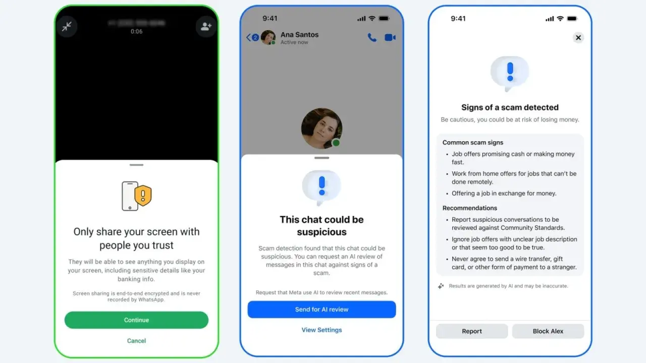 Messenger varnar för konstiga meddelanden. En chatt kan vara misstänkt och AI kan upptäcka bedrägerier.