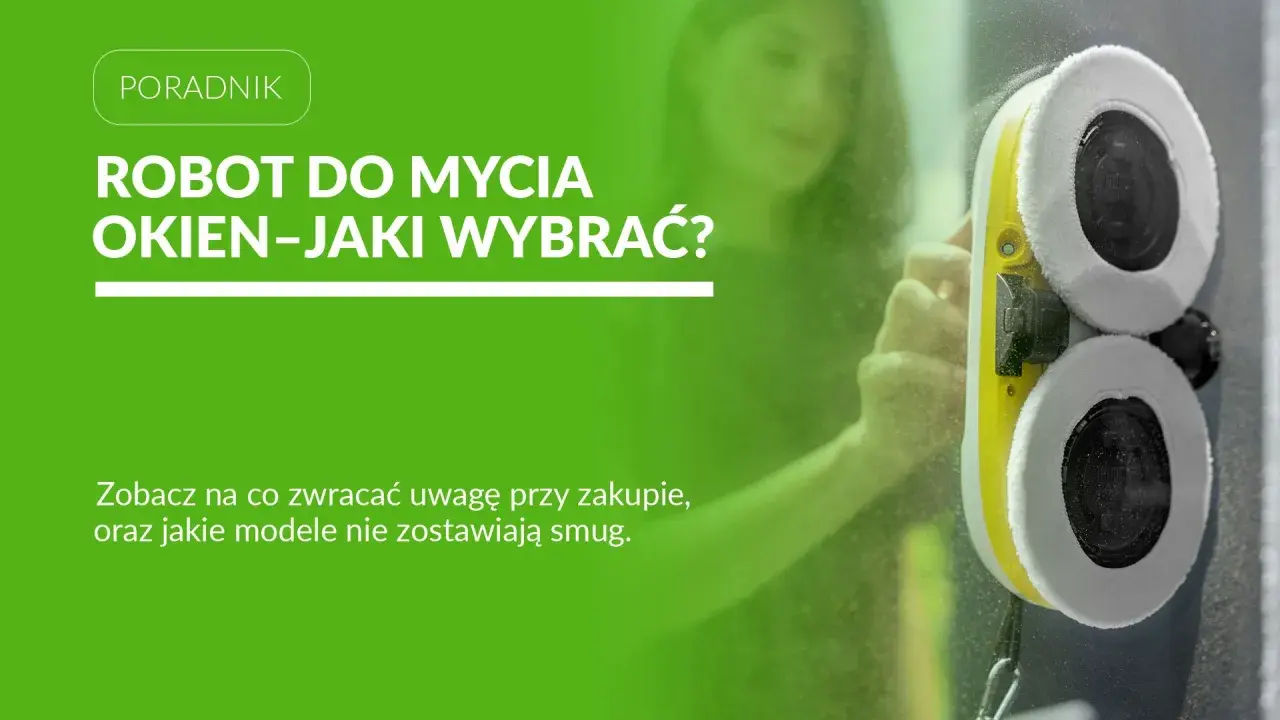 Robot do mycia okien z dwoma obrotowymi padami czyszczącymi na szkle.