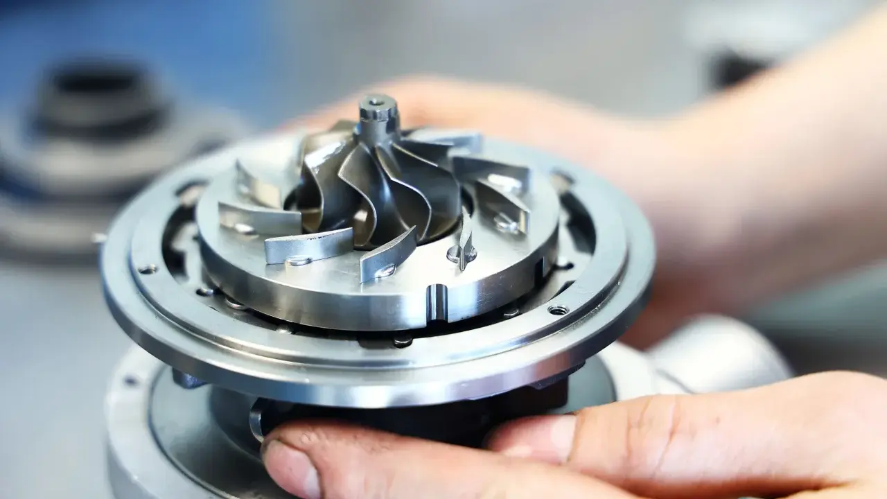 Dłonie mechanika składają turbosprężarkę. Czy to jest turbo dziura?
