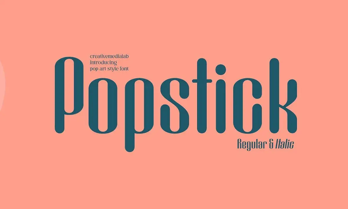 Catálogo de tipos de letras para Word: la fuente "Popstick" en estilo pop art, con versiones Regular e Italic.