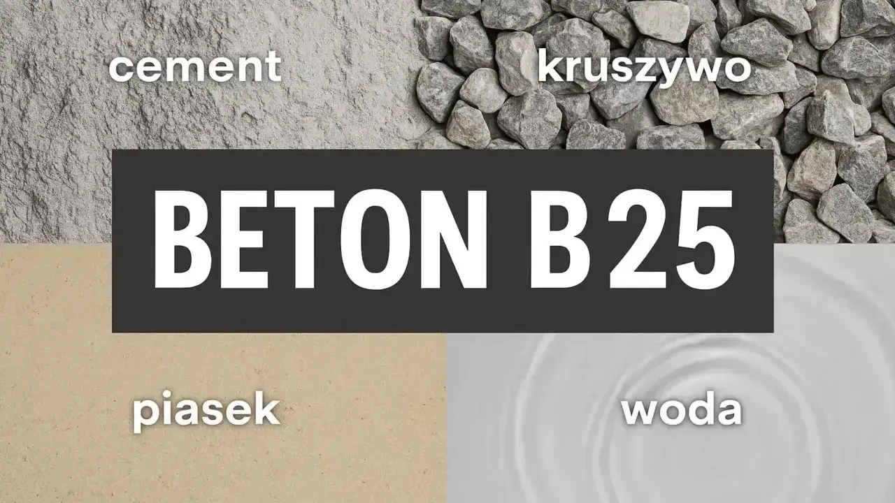 Składniki betonu B25: cement, kruszywo, piasek, woda. Beton bez żwiru to nie to samo!