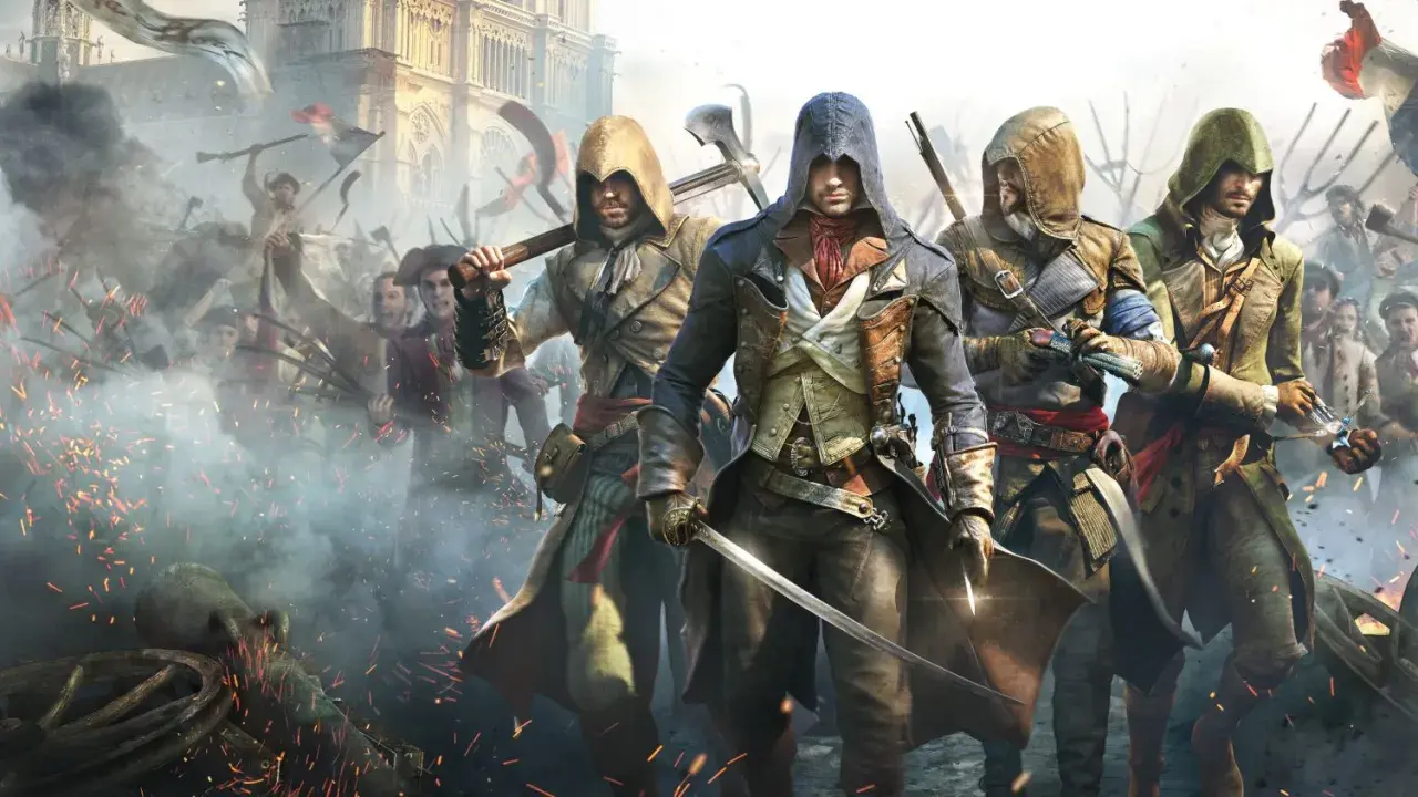 Czterech zabójców w kapturach, gotowych do walki w rewolucyjnym Paryżu. To kluczowy moment z gry Assassin's Creed Unity.