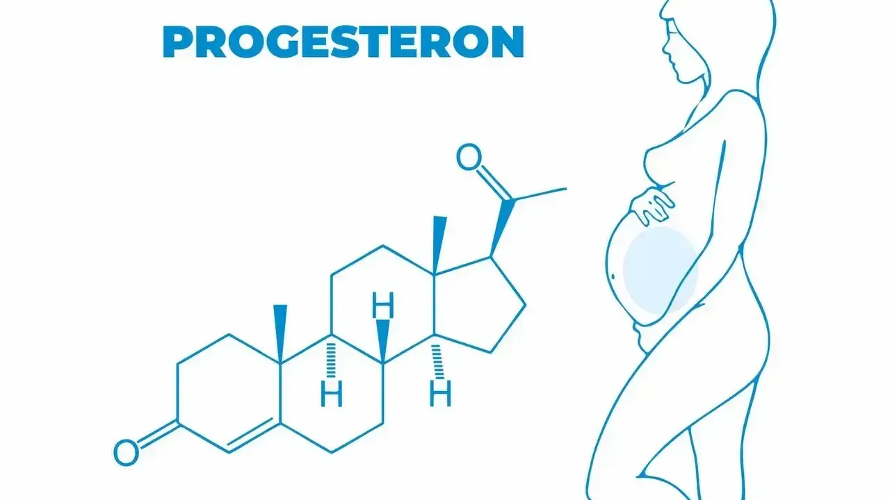 Struktura chemiczna progesteronu i sylwetka kobiety w ciąży. Dowiedz się, jak naturalnie podnieść progesteron.