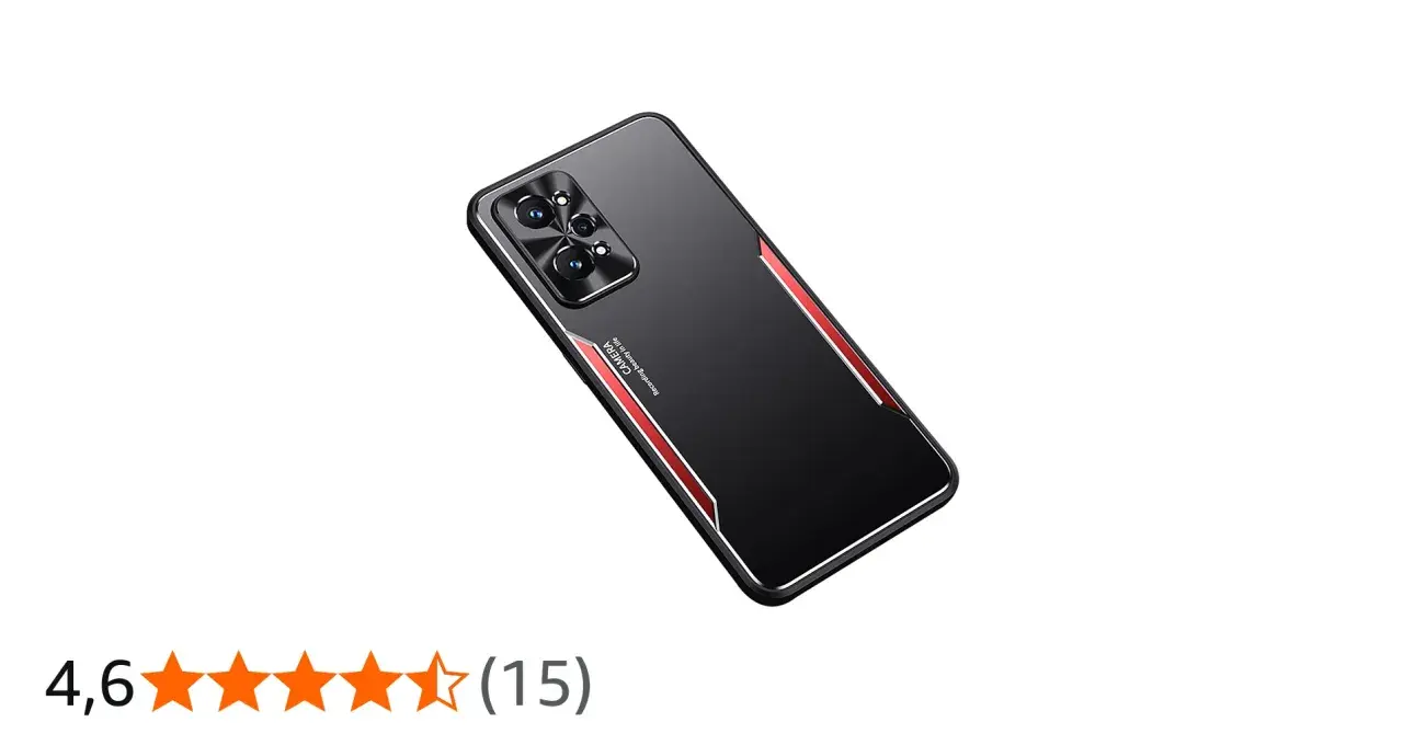 Eleganckie, czarne etui na telefon realme GT Neo 3T z czerwonymi akcentami.