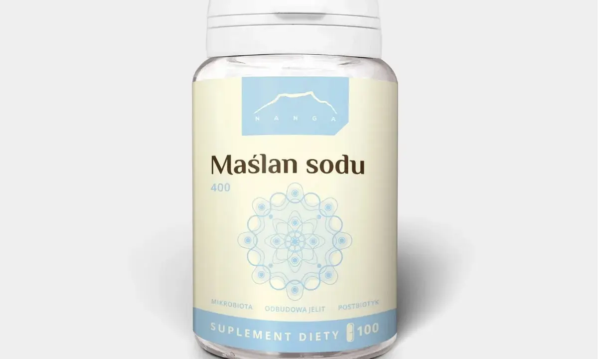 Maślan sodu 400 mg, suplement diety wspierający odbudowę jelit i mikrobiotę. Pomocny przy problemach z refluksem.