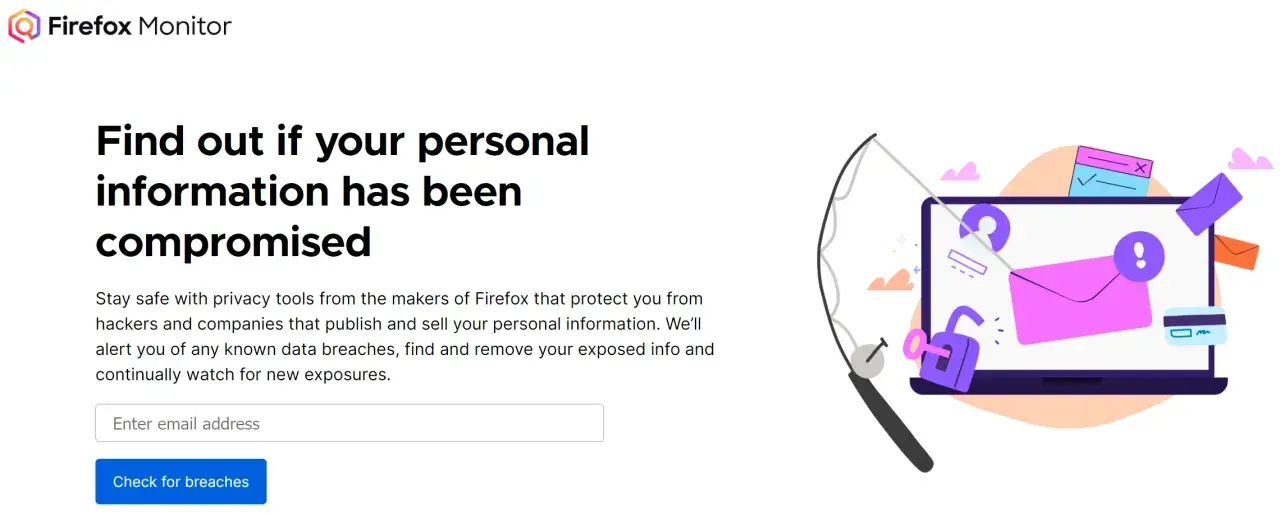 Firefox Monitor: Finden Sie heraus, ob Sie ein email bekommen das man gehackt wurde. Schutz vor Datenlecks.