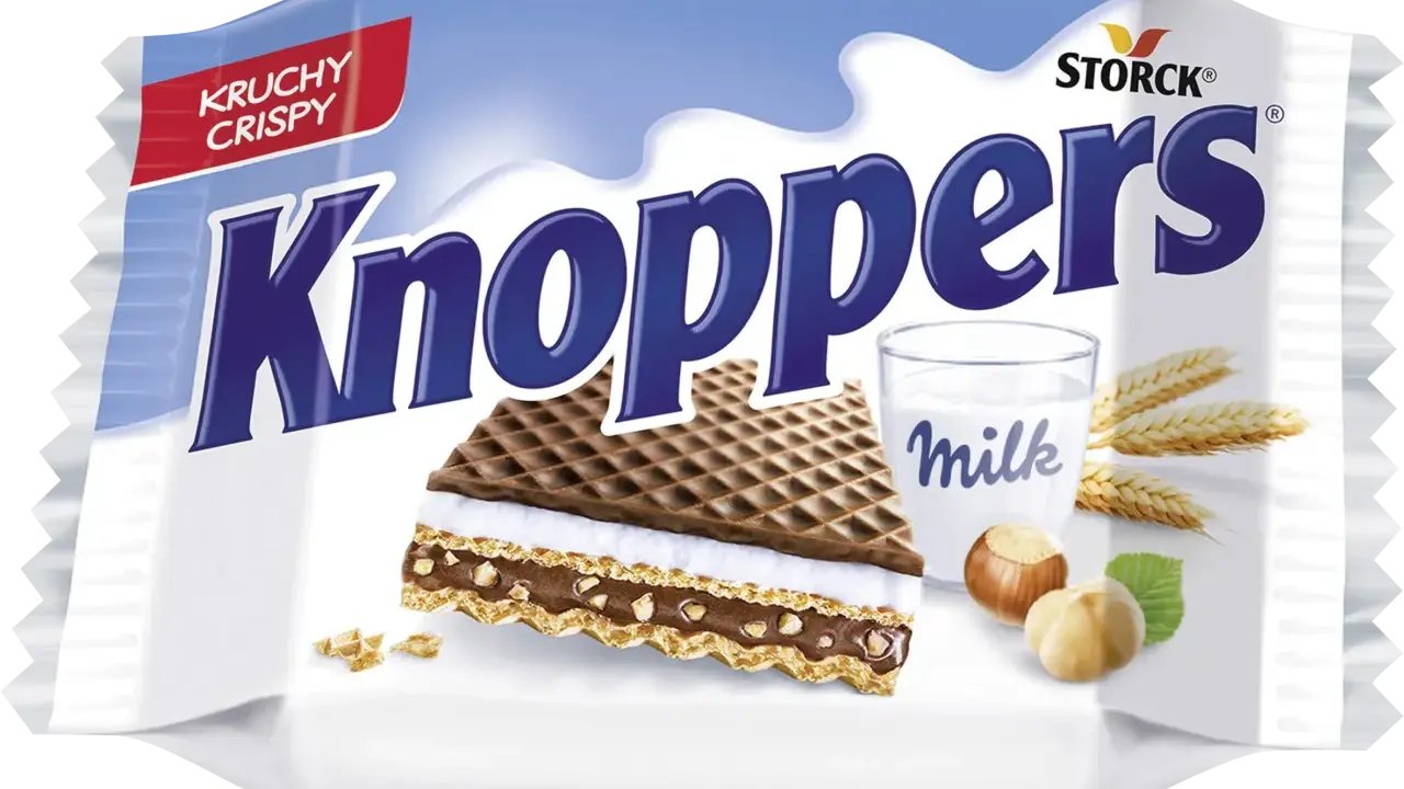 Chrupiący Knoppers z orzechami i mlekiem. Idealny na przekąskę, gdy chcesz poznać jego knoppers kcal.