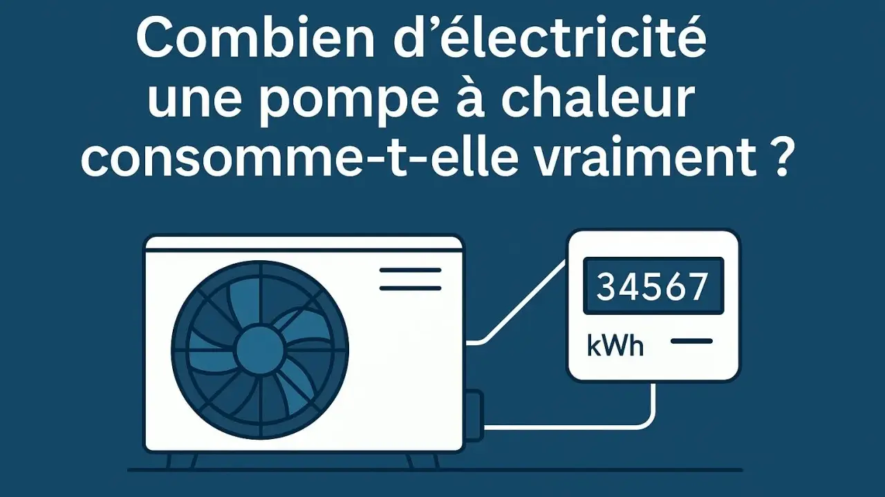 Une pompe à chaleur pour le chauffage, avec un compteur affichant 34567 kWh.