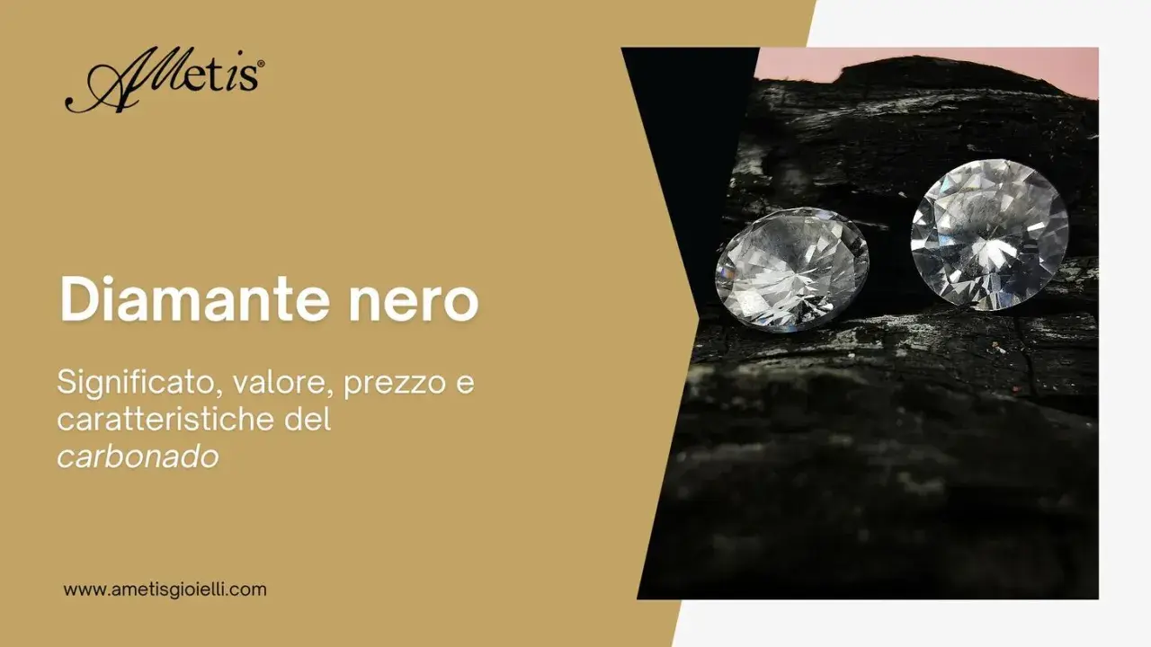 Il **diamante nero** carbonado, con il suo fascino unico, è al centro di questa immagine.