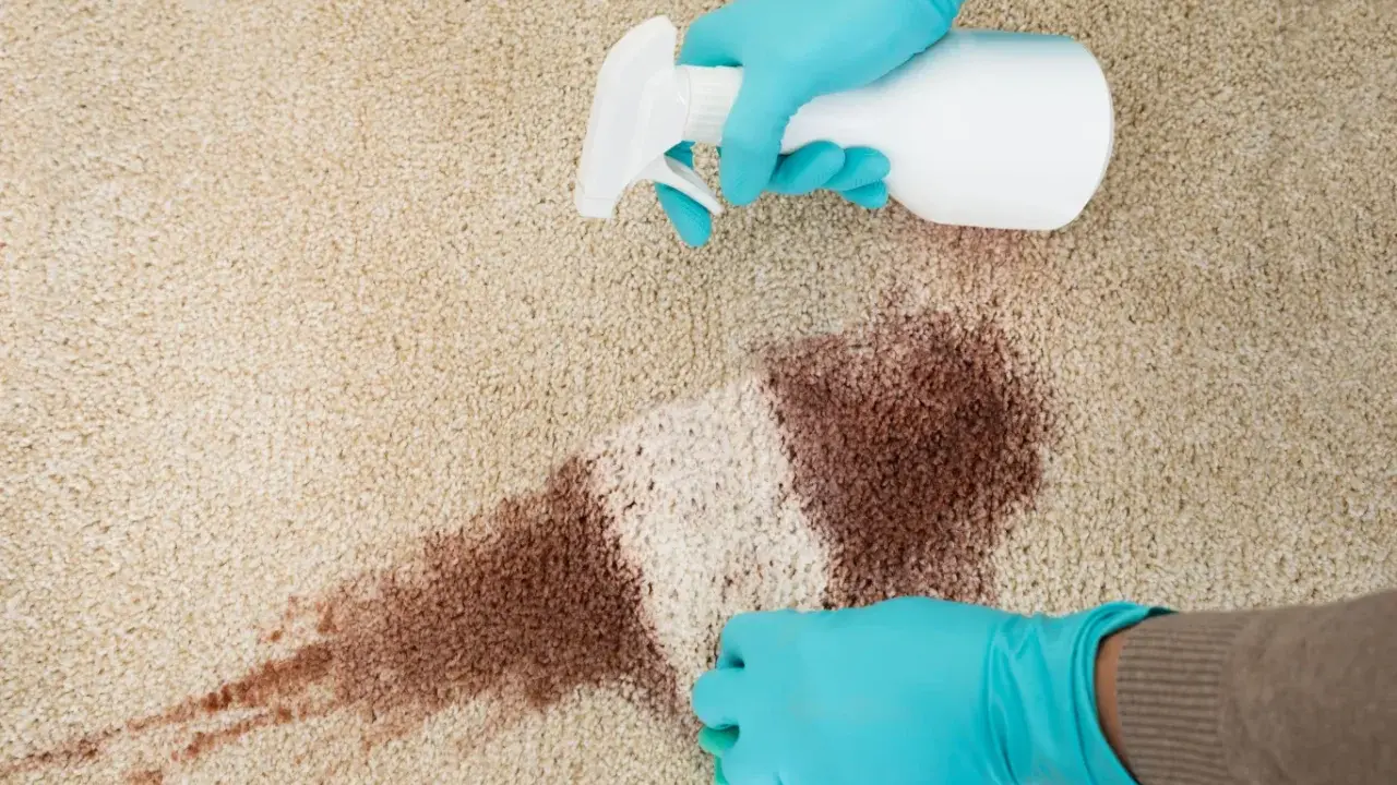 Rękawiczki i spray do czyszczenia dywanu. Dowiedz się, czym zmyć pastę do butów, by przywrócić czystość.