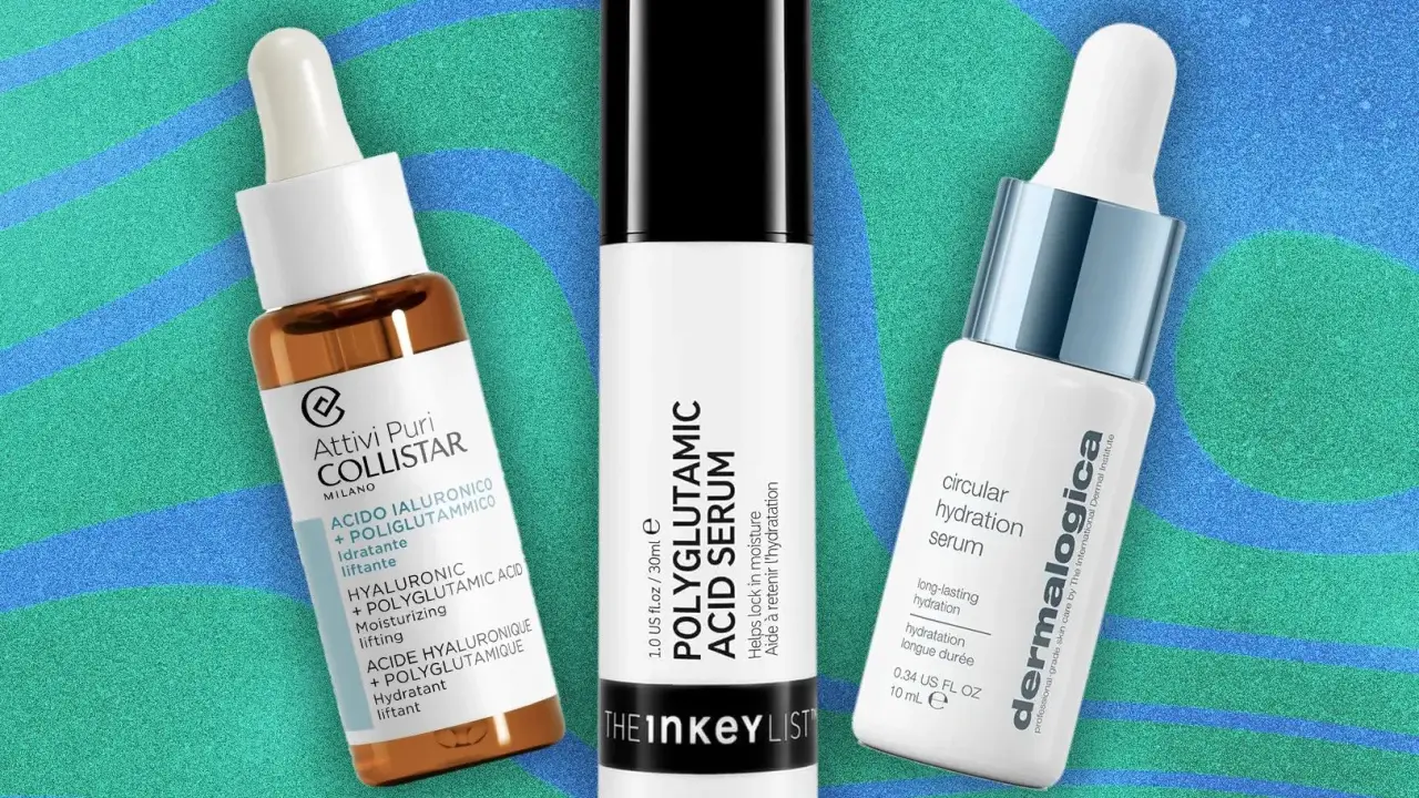 Trois sérums hydratants : Collistar, The Inkey List (acide polyglutamique) et Dermalogica. Aucun danger associé à l'acide polyglutamique ici.