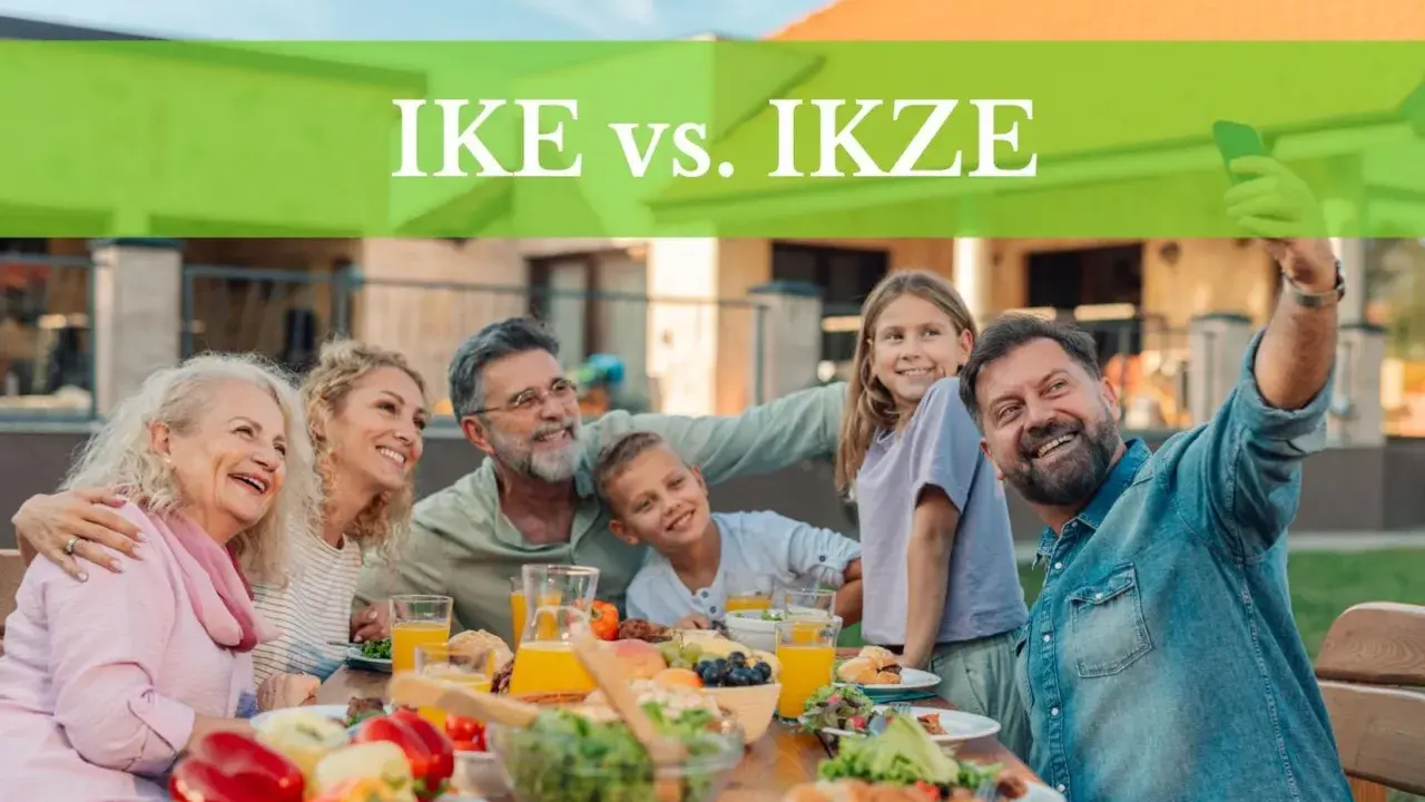 Rodzina na obiedzie na świeżym powietrzu, robiąca selfie. Czy to IKE czy IKZE?
