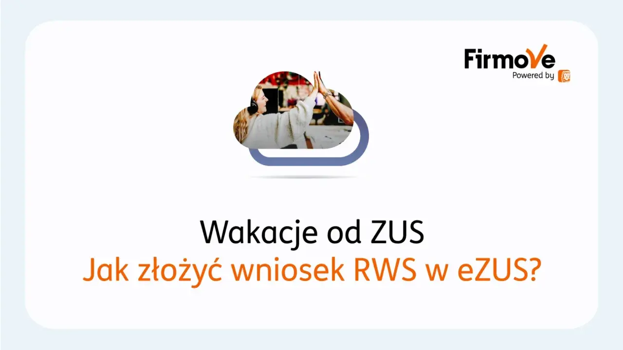 Dwie osoby dają sobie piątkę, symbolizując sukces. Tekst informuje, jak złożyć wniosek o wakacje ZUS RWS w e-ZUS.