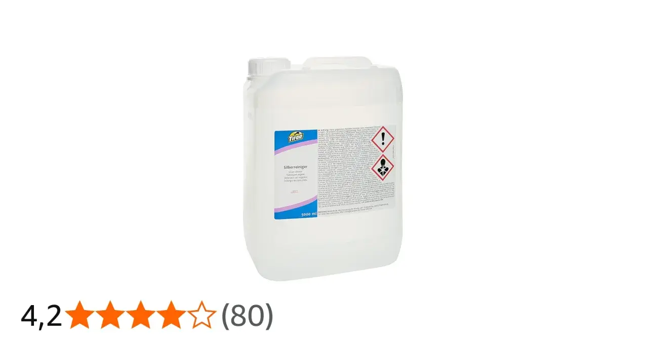 Bidon de nettoyant pour argent, idéal pour redonner son éclat à votre **argent terni**. 5000 ml.