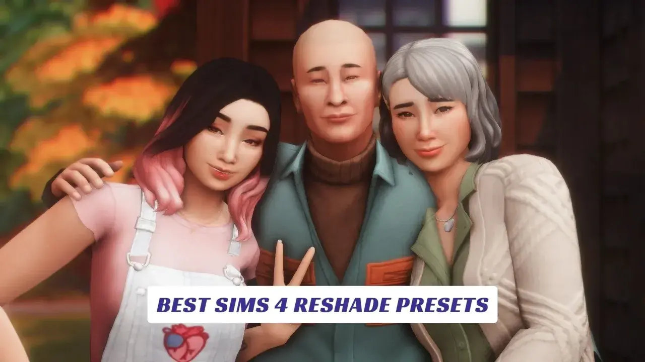 Rodzina Simsów pozuje do zdjęcia, podkreślając piękno gry dzięki najlepszym presetom The Sims 4 Reshade.