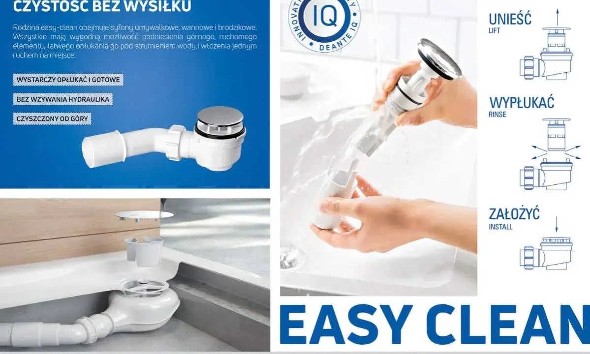 Jak wyjąć korek klik klak z umywalki? Instrukcja pokazuje, jak łatwo podnieść, wypłukać i założyć element syfonu Deante.