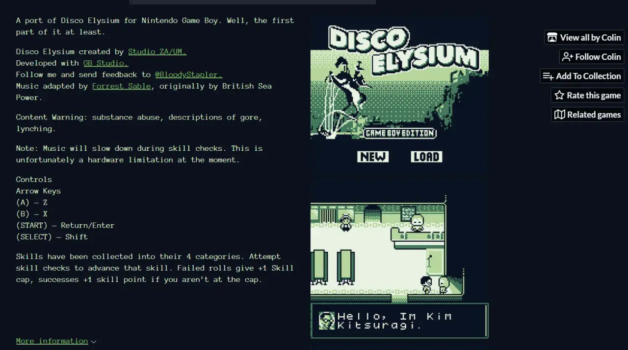 Disco Elysium na Game Boya – poradnik. Gra w stylu retro, z dialogami i mechaniką rozwoju postaci.