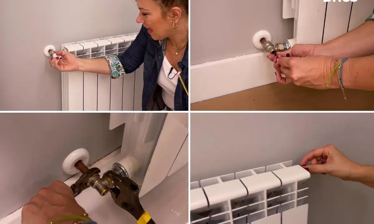 Pasos para quitar un radiador definitivamente: cerrar llaves, desconectar tuberías con llave inglesa y tapar orificios.
