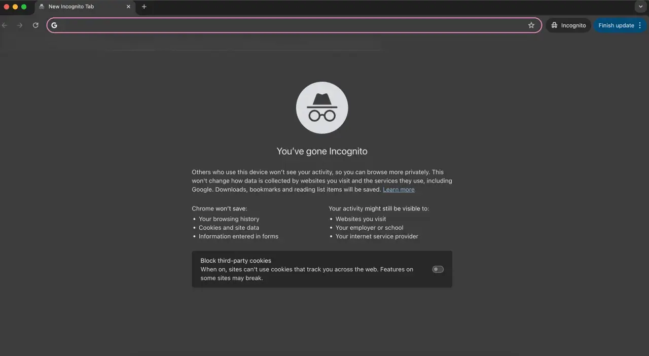 Du har gått inkognito i Chrome. Nu kan du surfa mer privat.