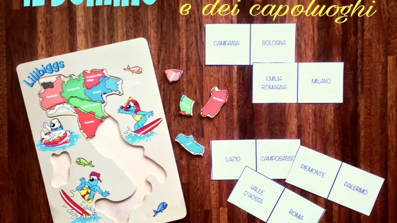 Un lapbook delle regioni italiane da stampare, con puzzle e carte per imparare capoluoghi e confini.